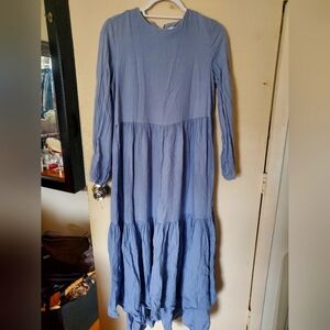 Light blue tiered dress slight high low feature